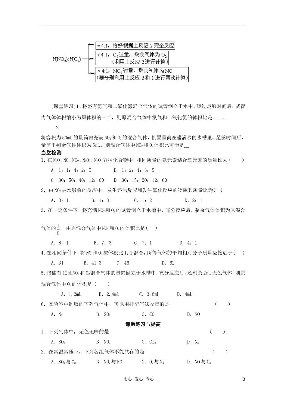 临清市高中化学 第四章第三节(2)硫和氮的氧化物学案 新人教版必修1_第3页
