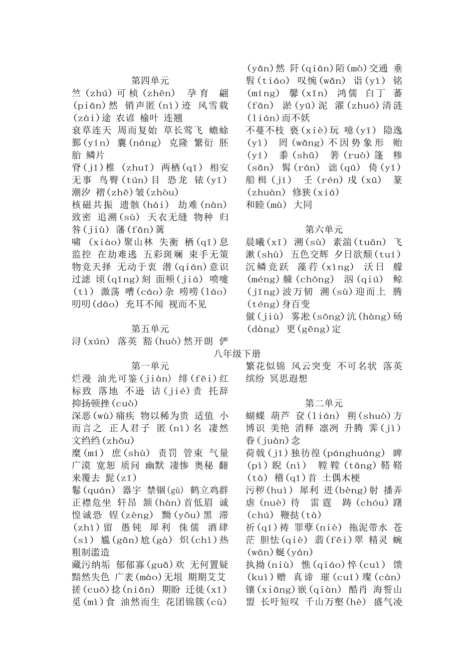 人教版初中语文课文拼音汇编(七至九年级)_第3页