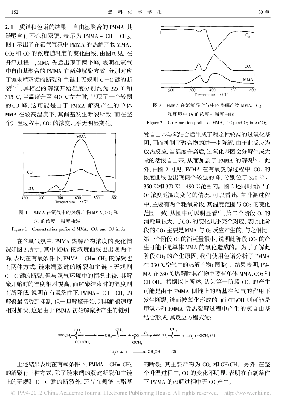 聚甲基丙烯酸甲酯的燃烧特性以及CO和CO_2的生成机理_曾文茹_第2页