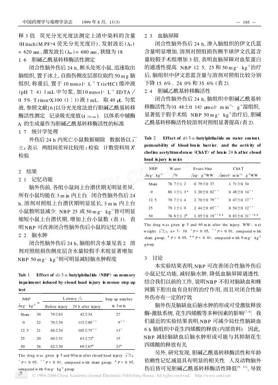 丁基苯酞对小鼠闭合性脑外伤后脑组织的保护作用_第2页
