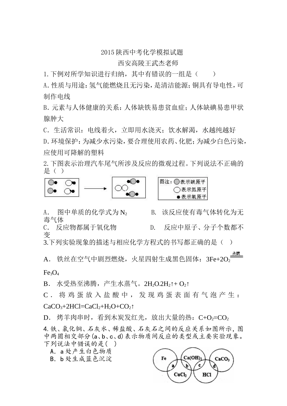 2015陕西中考模拟试题.doc_第1页