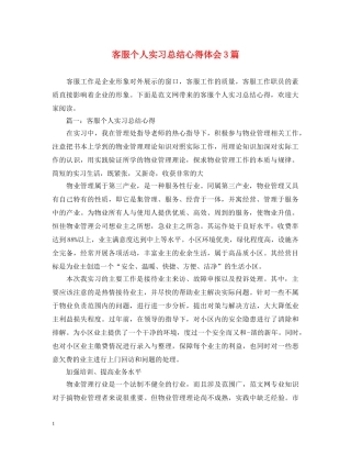 客服个人实习总结心得体会3篇 