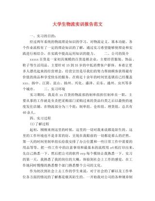 大学生物流实训报告范文 