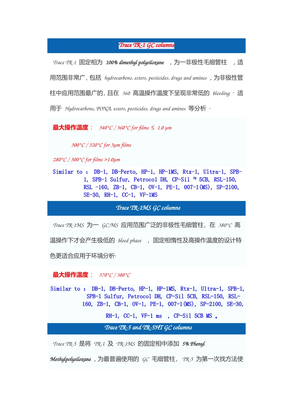 毛细管柱性能比较_第1页