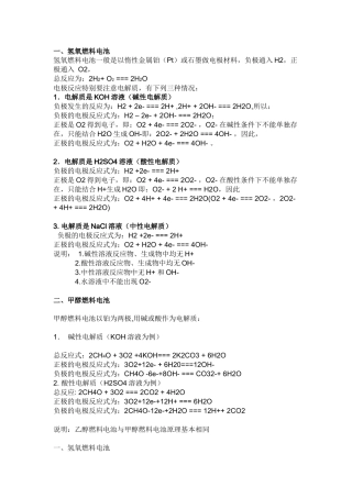 高中必备的燃料电池方程式(8个)