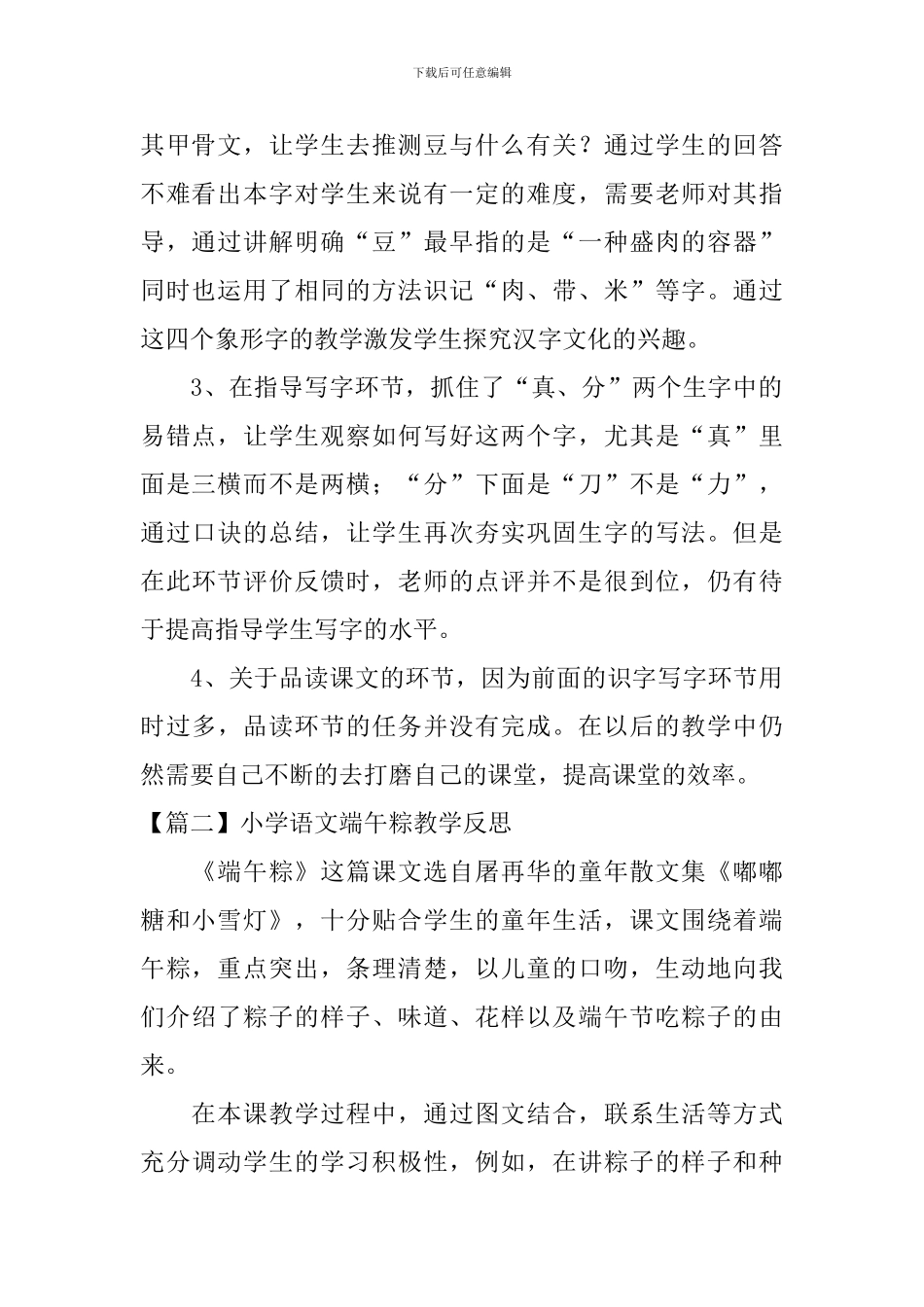 小学语文端午粽教学反思五篇_第2页