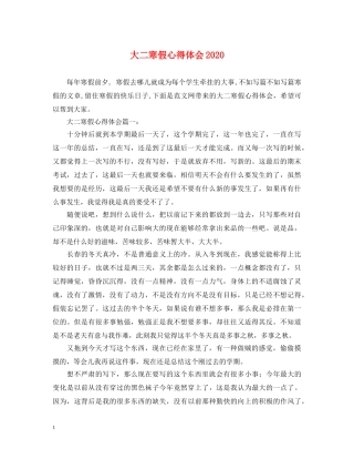 大二寒假心得体会2020 