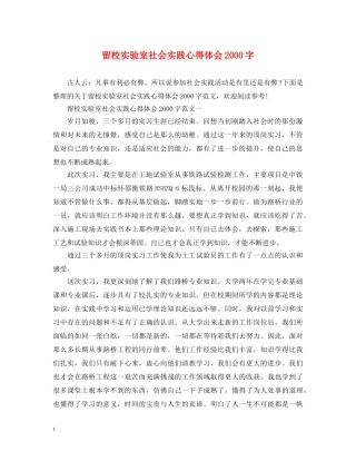 留校实验室社会实践心得体会2000字 