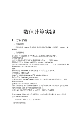 南京邮电大学数值计算实践报告讲解