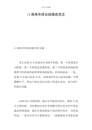 it商务年终总结报告范文