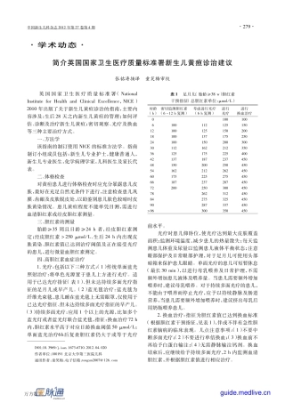 【医脉通指南频道】简介英国国家卫生医疗质量标准署新生儿黄疸诊治建议