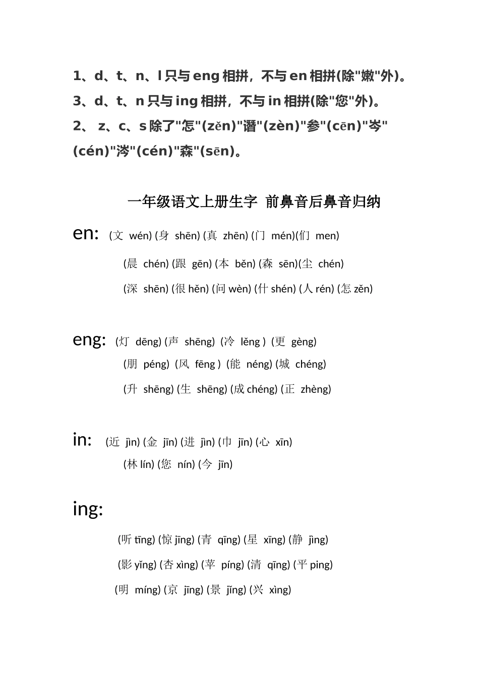 一年级前鼻音后鼻音汇总_第1页