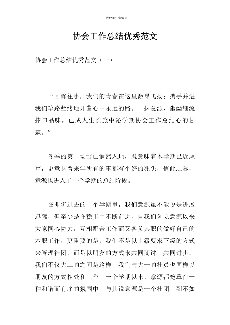 协会工作总结优秀范文_第1页