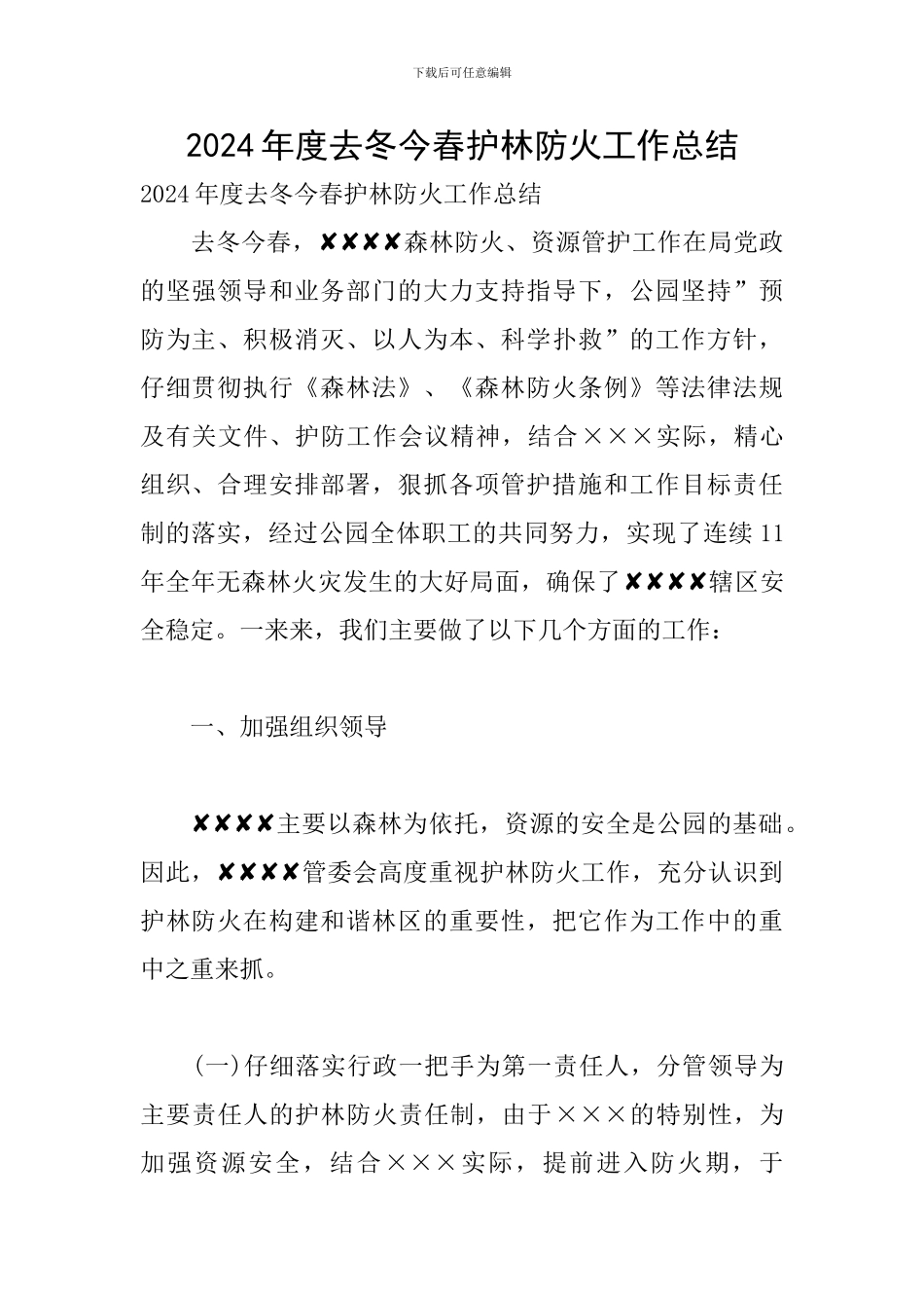 2024年度去冬今春护林防火工作总结_第1页