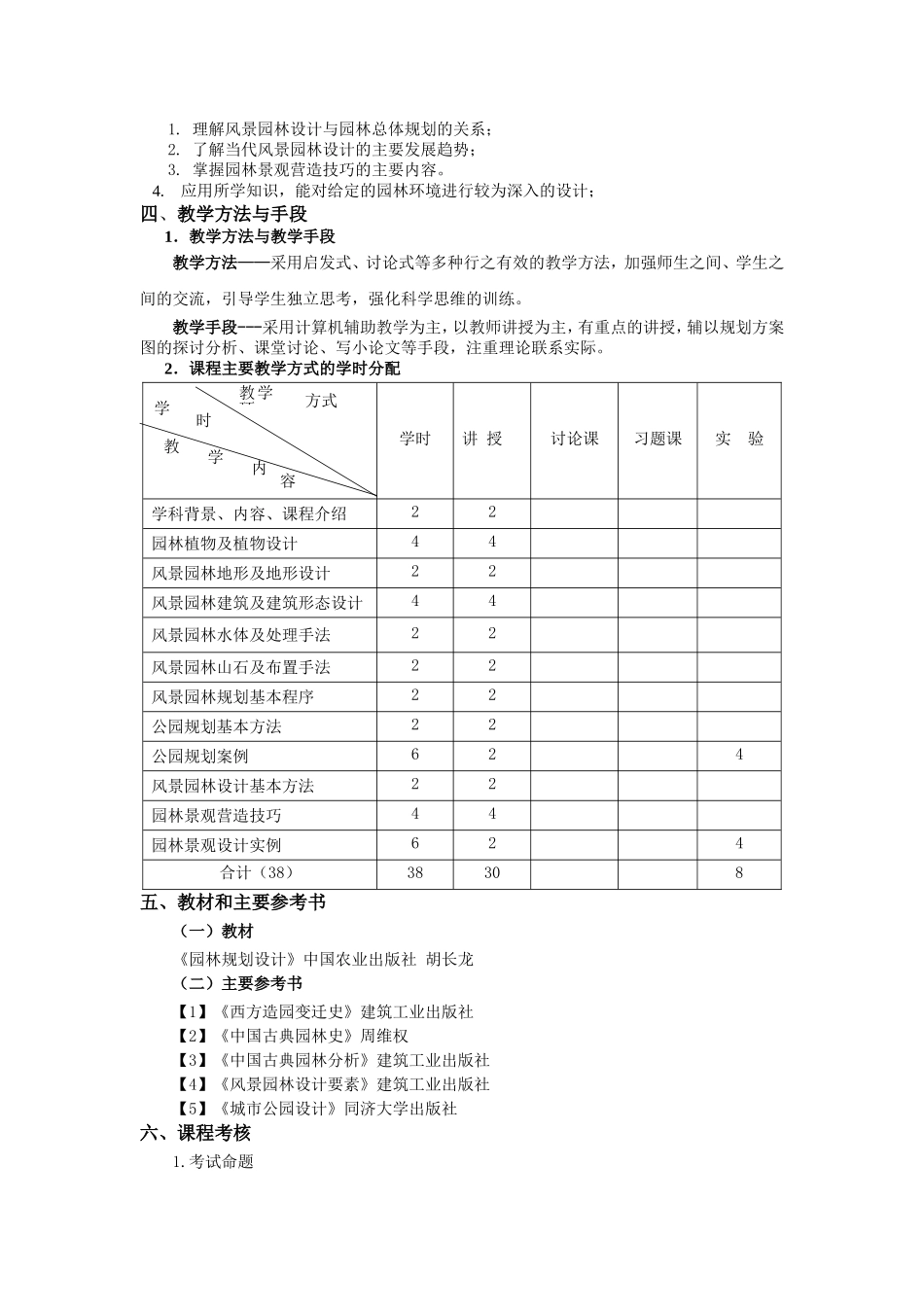 风景园林规划与设计教学大纲_第3页