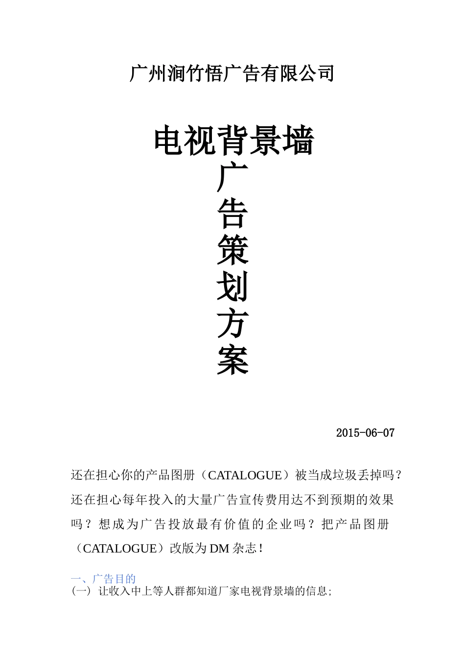 特定电视背景墙广告策划方案_第1页