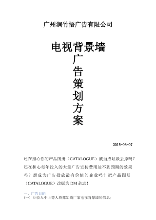 特定电视背景墙广告策划方案