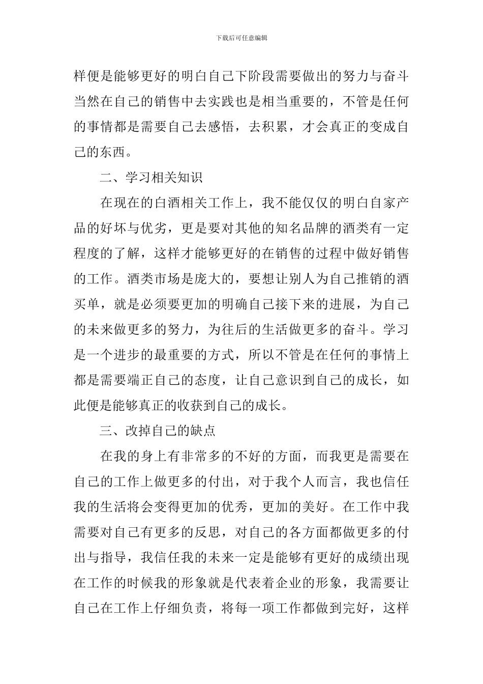 白酒销售个人工作计划范文2024_第3页