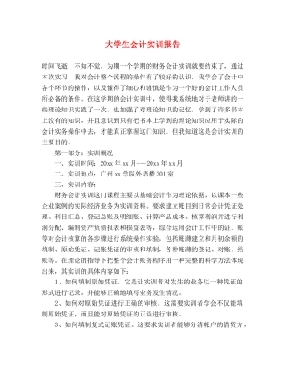 大学生会计实训报告 
