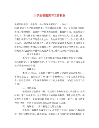 大学生假期实习工作报告 