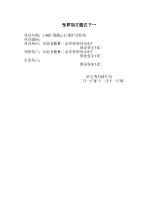 预算项目建议书一