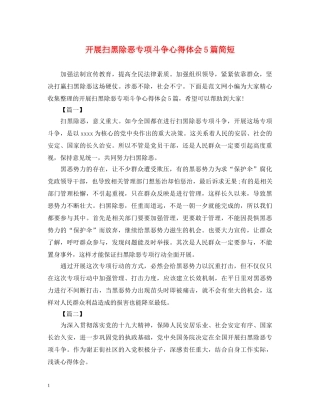 开展扫黑除恶专项斗争心得体会5篇简短 
