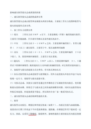 影响液压软管接头总成质量的因素