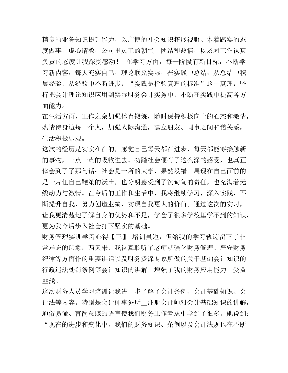 节日讲话-财务管理实训学习心得合集 _第3页