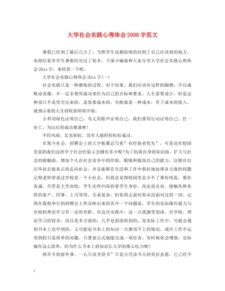 大学社会实践心得体会2000字范文 