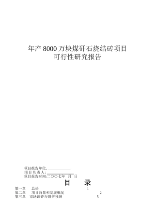 年产8000万块煤矸石烧结砖项目