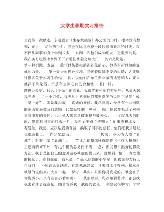 大学生暑期实习报告 