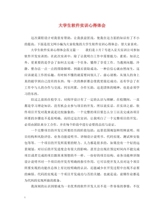 大学生软件实训心得体会 
