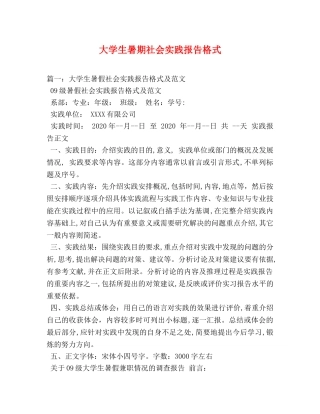 大学生暑期社会实践报告格式 