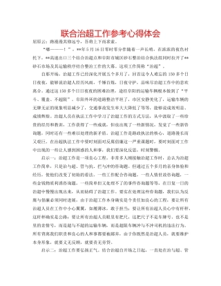 联合治超工作参考心得体会 