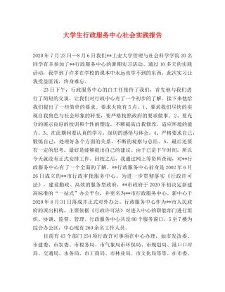 大学生行政服务中心社会实践报告 
