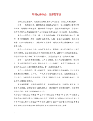 军训心得体会：五彩的军训 
