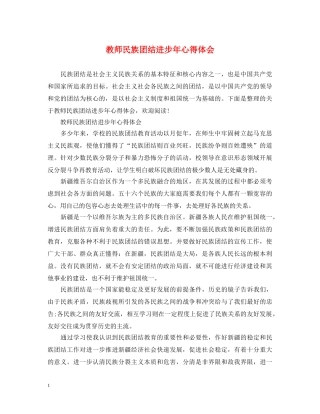 教师民族团结进步年心得体会 