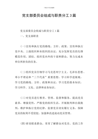 党支部委员会组成与职责分工3篇
