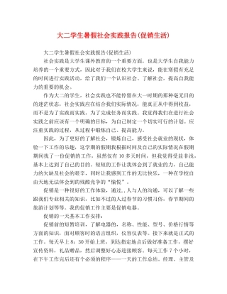 大二学生暑假社会实践报告(促销生活) 