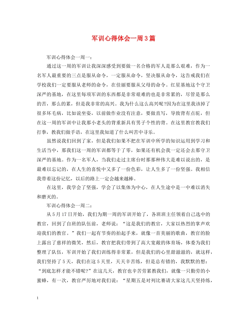 军训心得体会一周3篇 _第1页