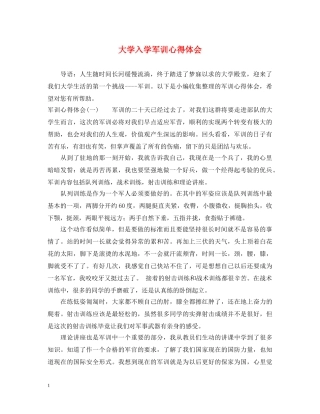 大学入学军训心得体会 