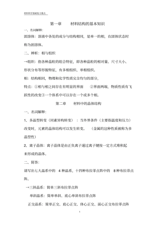 南昌大学光伏学院材料科学基础期末重点50分资料