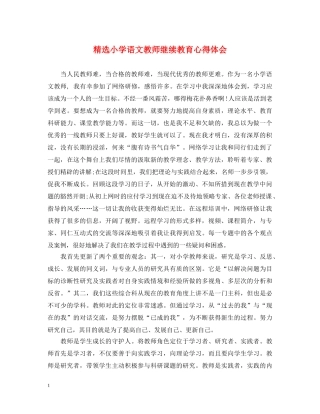 精选小学语文教师继续教育心得体会 