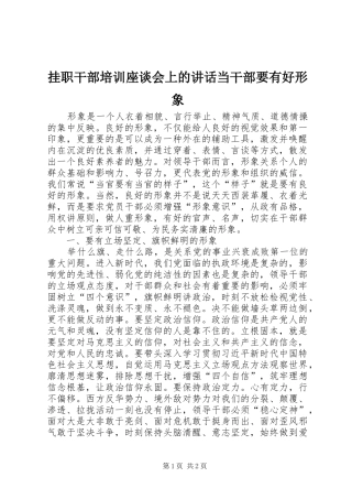 挂职干部培训座谈会上的讲话发言当干部要有好形象