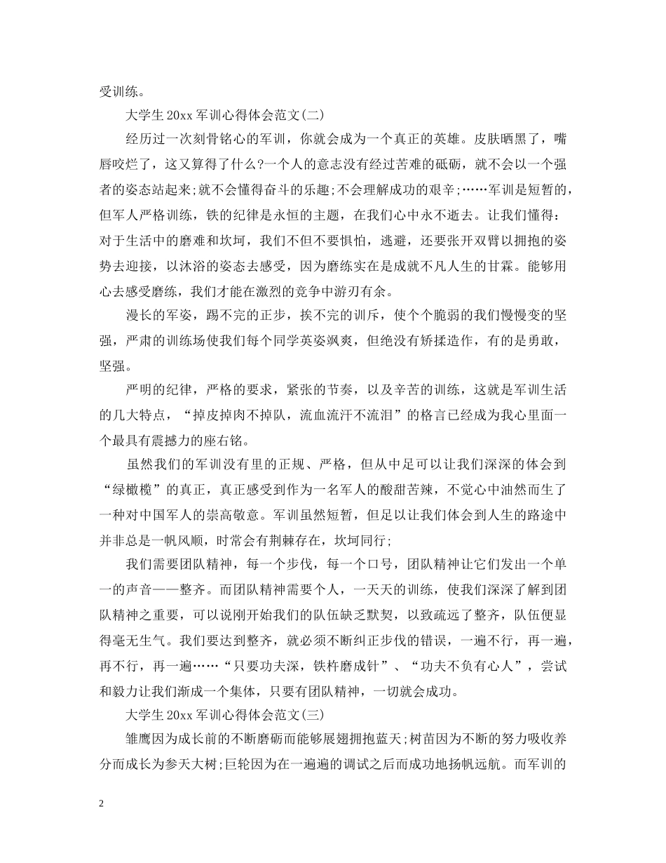 大学生2020军训心得体会范文 _第2页