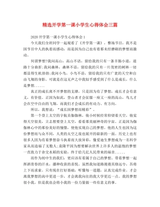 精选开学第一课小学生心得体会三篇 