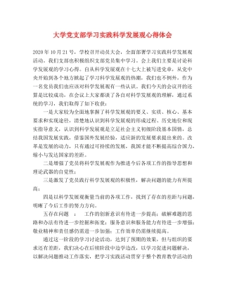 大学党支部学习实践科学发展观心得体会 