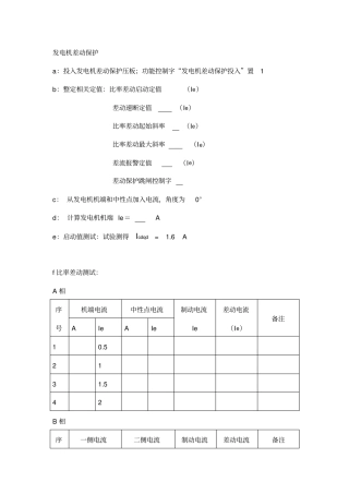 南瑞发变组调试记录用表资料