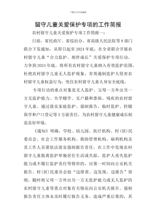 留守儿童关爱保护专项的工作简报