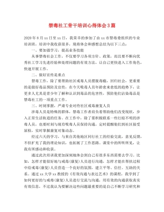 禁毒社工骨干培训心得体会3篇 